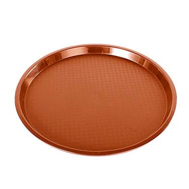 Imagem de 1 unidade Bandeja de Serviço Redonda 14 polegadas Garçom Garçonete para Bebidas Comida Jantar Refeitório Fast Food com Transporte Uma Mão Superfície Antiderrapante Multifuncional Refeições Uso no Carr