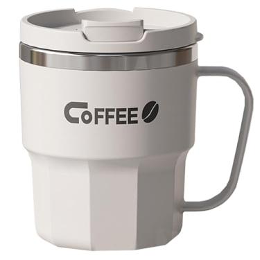 Imagem de DONGKER Caneca térmica isolada, aço inoxidável de 400 ml, à prova de vazamento, com tampa deslizante removível para bebidas quentes e frias, café, chá, cerveja