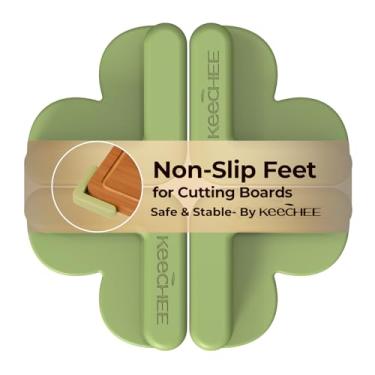 Imagem de Keechee Pés antiderrapantes de silicone para tábua de corte, prevenção de lesões de corte na cozinha, pés seguros para cozinha, presentes quentes para cozinha e protetor de casa (verde)