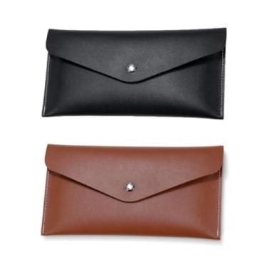 Imagem de SUSOYAOCHEN 2 peças de carteira de couro envelope para dinheiro, bolsa reutilizável com fecho de pressão, bolsa impermeável organizadores de orçamento para dinheiro, recibos, cartão