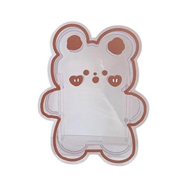 Imagem de POCREATION Estojo Transparente para Canetas, Fofo Estojo de Acrílico para Pincéis de Maquiagem Em Estilo Cartoon para Mesa de Escritório ou Toucador, Com Design Multifuncional (Urso Feliz)