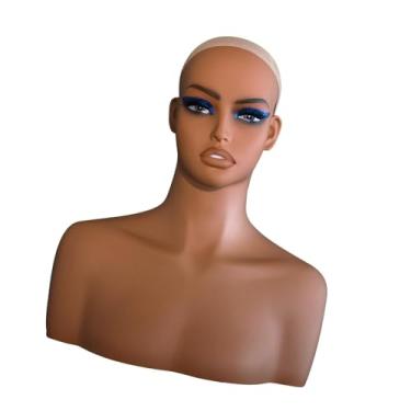 Imagem de Zialofi Modelo da cabeça do manequim fêmea Modelo Hat Helder Display Display Stand Wig Modelo Cabeça com ombro para a peruca de colar, Style C