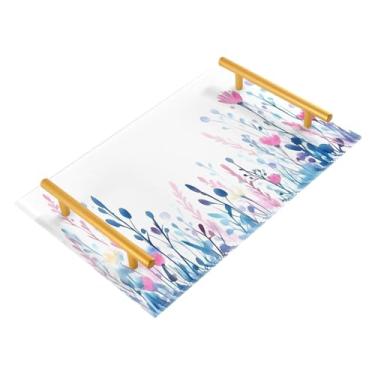 Imagem de Wassud Bandejas elegantes para banheiro com alças organizador de perfume de acrílico para banheiro, quarto, cozinha, balcão de 30 x 20 cm