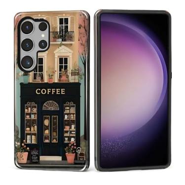 Imagem de DAIZAG Capa para Samsung Galaxy S25 Ultra, linda capa de telefone para meninas e mulheres, capa protetora à prova de choque resistente a arranhões - estampa retrô de cena de cafeteria