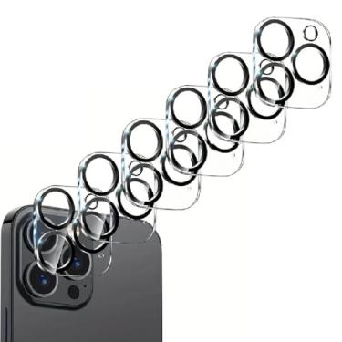 Imagem de Pacote com 6 protetores de lente de câmera para iPhone 14 Pro de 6,1 polegadas e iPhone 14 Pro Max de 6,7 polegadas, vidro temperado 9H, antiarranhões, compatível com capas, não afeta fotos noturnas