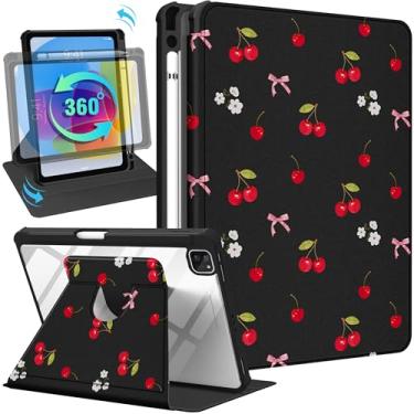 Imagem de Uppuppy Capa para iPad Air de 11 polegadas para iPad Pro de 11 polegadas - Capa inteligente com suporte giratório 360 com suporte para lápis para mulheres, flores de laço de cerejeira para Air 4ª/5ª
