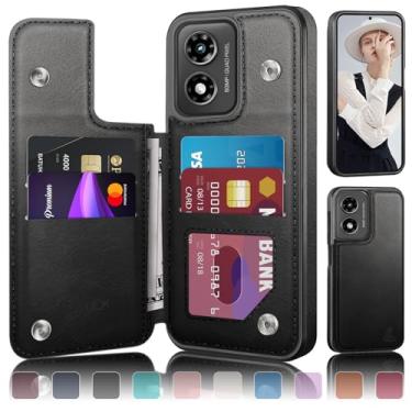 Imagem de DJDUCK Capa carteira projetada para Moto G Play 2024 com porta-cartão, [proteção de couro com bloqueio de RFID] [capa de fecho magnético] à prova de choque masculina e feminina para Moto G Play 2024