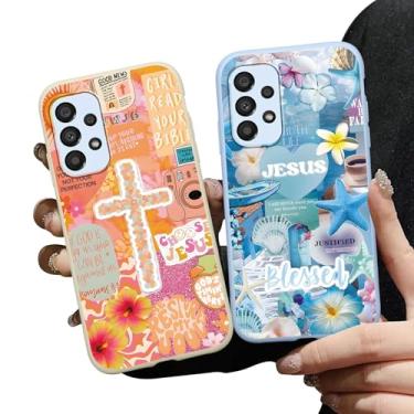 Imagem de Zrutru Pacote com 2 capas de telefone Estética Jesus Colagem para Samsung Galaxy A53 5G Capa protetora macia à prova de choque para mulheres meninas capa de telefone Funda para Samsung A53 6,5