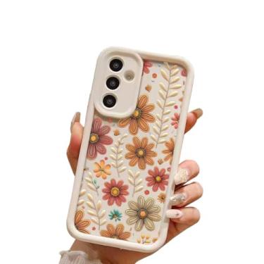 Imagem de Sunswim Compatível com Galaxy A54 5G estampa de folha de flor para mulheres e meninas [proteção da lente da câmera] capa protetora de borracha macia floral fofa à prova de choque para Samsung Galaxy