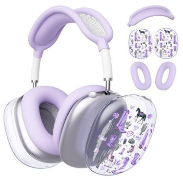 Imagem de BlHMCASE Capa de fone de ouvido para AirPods Max, lindas capas transparentes para fones de ouvido Western Cowgirl, capa roxa de silicone para Apple AirPods Max