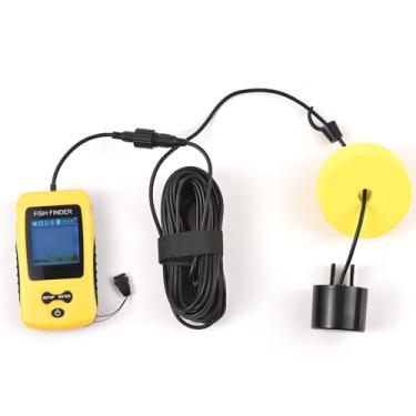 Imagem de Buscador de Peixes Portátil com Leitura Profundidade Alarme Peixe Cabo do Transdutor Sensor Ângulo Feixe 200kHz LCD
