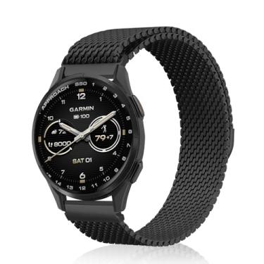 Imagem de KiimLaa Pulseira de relógio de metal de 20 mm para Garmin Forerunner 570 42 mm/165/165 Music/Vivoactive 6/5, pulseira de substituição de aço inoxidável de malha magnética espessa para Garmin Approach