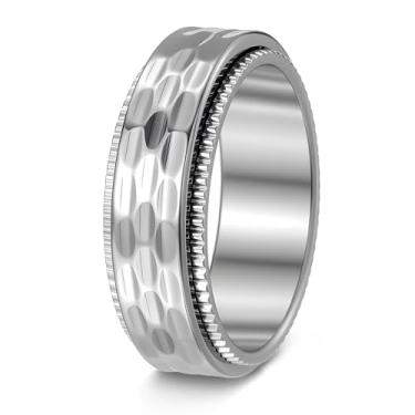 Imagem de Udolfly Anéis de ansiedade para homens e mulheres, anéis de alívio de estresse para adultos, anéis de aço de titânio, 7, Metal, Sem pedra preciosa