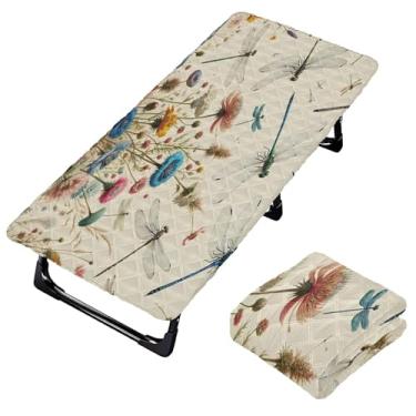 Imagem de Burbuja Lençol de berço de flores de libélula para crianças, lençol de cochilo acolchoado portátil com faixa elástica para meninas e meninos, lavável na máquina, 63,5 x 127 cm