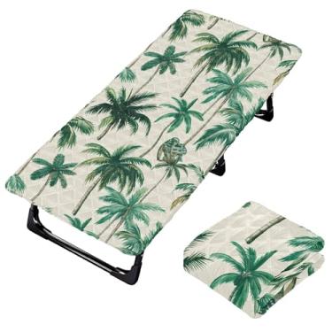 Imagem de Burbuja Lençol de berço de palmeiras tropicais para crianças, lençol de cochilo acolchoado portátil com faixa elástica para meninas e meninos, lavável na máquina, 63,5 x 127 cm