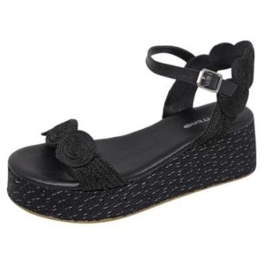 Imagem de Sandália Feminina Anabela Croche Desenhada Conforto Bottero-Feminino