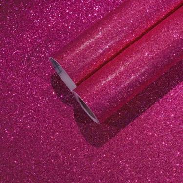 Imagem de Papel de parede CHIHUT Hot Pink Sparkly Glitter 40x254cm autoadesivo