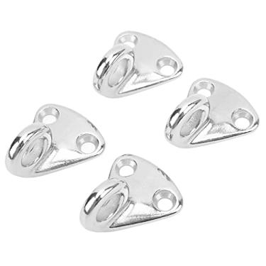Imagem de KIMISS Gancho de Pára-choque de Aço Inoxidável de 4 Unidades - Gancho de Anel Marinho Com 8 Parafusos para Amarração Eficiente de Corda e Suspensão de Roupas - Ideal para Barcos, Iates e Uso Ao Ar