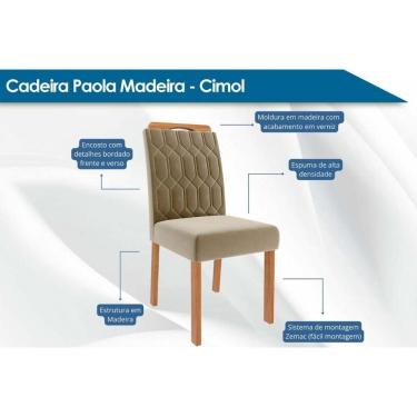 Imagem de Conjunto: Mesa Sala Jantar Helena Tampo Madeirado 210x100cm E 8 Cadeiras Paola Cinamomo - Carvalho-linho Grafite - Cimol