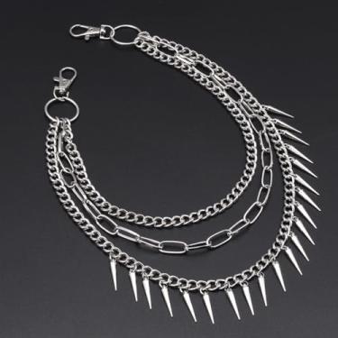 Imagem de Corrente de calça estilo gótico chaveiro feminino cravejado hip-hop legal versátil acessório de corrente de cintura