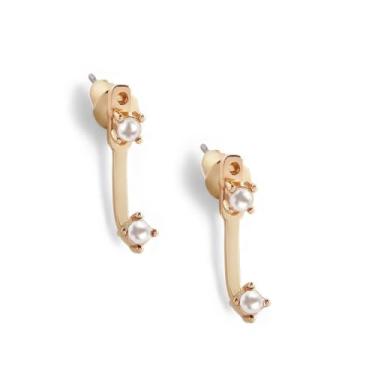 Imagem de Mint & Lily Brincos femininos com pingente de pedra do mês de nascimento – banhado a ouro 18 K sobre aço inoxidável, presente elegante para mulheres, 14mm, Aço inoxidável, Sem pedra preciosa