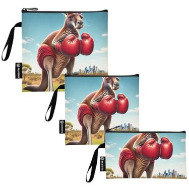 Imagem de TSENQUE Sacos de sanduíche e lanche reutilizáveis com estampa canguru engraçada bolsa de almoço de segurança alimentar lavável para crianças e adultos (pacote com 3: P/M/G)