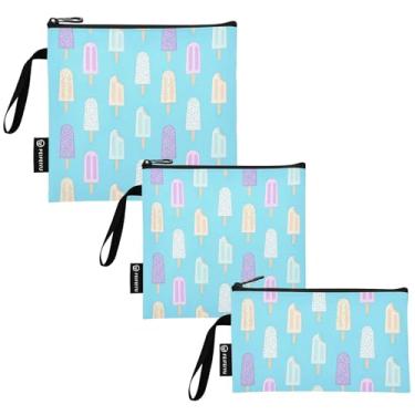 Imagem de TSENQUE Picolés coloridos azul verão gelo reutilizável lanche sanduíche saco de almoço seguro para alimentos lavável para viagens, trabalho, escola, escritório (pacote com 3)