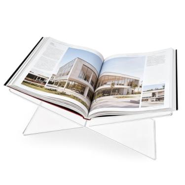 Imagem de LELE LIFE Suporte de acrílico para livros, suporte transparente para leitura de livros de receitas, revistas, receitas, bíblia no balcão de cozinha ou mesa (transparente)