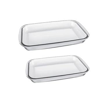 Imagem de Conjunto de Assadeiras Retangulares - 2 peças em Vidro Temperado - Marinex - 34,6x20,9 cm