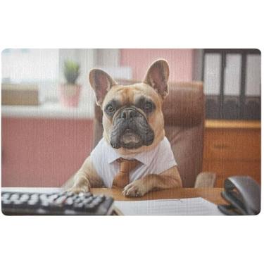 Imagem de TSENQUE Capacho personalizado fofo buldogue engraçado cachorro Halloween bonito tapete de porta ao ar livre, tapete de sapato à prova d'água tapetes de porta ao ar livre para entrada externa, 81 cm x