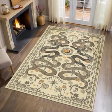 Imagem de Tapetes laváveis de cobra, 10 x 15 cm, bege, floresta, gótico, bruxa, fantasia, macio, antiderrapante, para sala de estar, quarto, jantar, cozinha, berçário, tapete