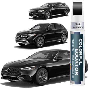 Imagem de Tinta de retoque de carro (Jet Black(040/9040 Preto)) Compatível com Mercedes-Benz, caneta de pintura de carro, reparo de arranhões, tinta de retoque dois em um, removedor de arranhões de carro