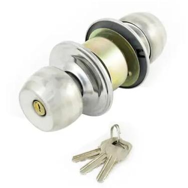 Imagem de Fechadura tubular de porta de 50 mm de espessura com 3 chaves em tom de prata com 1 peça