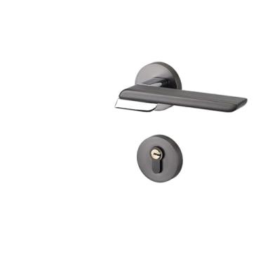 Imagem de VTGVVVTR Fechadura de porta moderna fechadura de porta interna quarto fechadura magnética silenciosa dividida maçaneta dourada fechadura de porta de madeira doméstica (modelo D espaço cinza mudo)