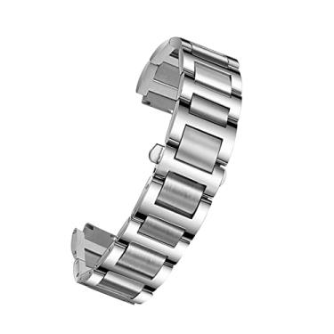 Imagem de AMSOH Pulseira de relógio de aço inoxidável para Cartier Ballon Bleu Series 20 * 12 mm 18 x 11 mm 14 x 8 mm W6920046 Pulseira feminina e masculina (prata, 22-14 mm)