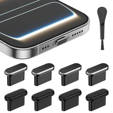 Imagem de Plugue de poeira USB C, 4 peças de alumínio + 4 peças de silicone tipo C, capa de plugue USB C para iPhone 17 16 série 15, Samsung Galaxy, tampa protetora de porta de carregamento tipo C com bucha de