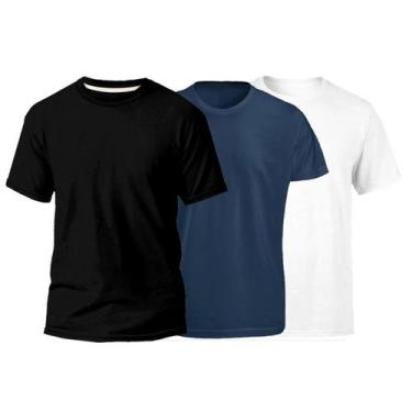 Imagem de Kit 3 Camisetas Masculina 100% Algodão Básica Lisa Gola Redonda Varias