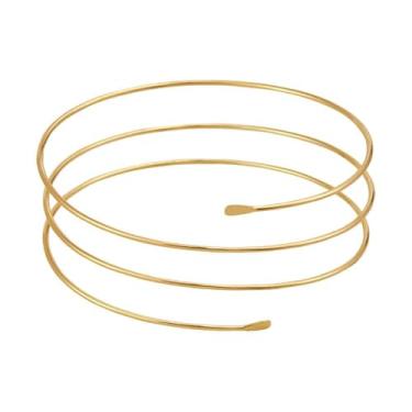 Imagem de Progresssail Pulseira feminina de braço ajustável de extremidade aberta em ouro ou prata design espiral estilo boho joia de braço empilhável para festival, festa de casamento, One Size, Metal, Sem