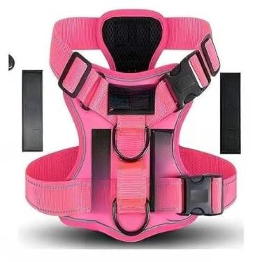 Imagem de Peitoral Ajustável Refletivo para Cachorro Porte Médio e Grande, Colete Reforçado Confortável com Regulagem e Segurança(Rosa,GG (XL))