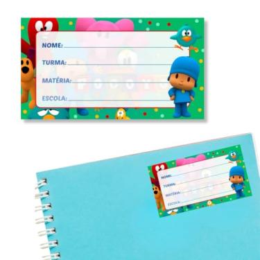 Imagem de Kit 14 Etiquetas Escolares M Pocoyo Caderno Infantil Menino Personalizado Adesivo Volta as Aulas