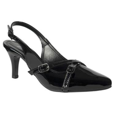 Imagem de Sapato Scarpin Feminino Mule Bico Fino Detalhe Fivela - LAZZLU, Preto,