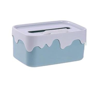 Imagem de porta-lenços Porta-lenços de mesa, charmoso, para mesa de centro, organizador de papel para sala de estar, gaveta multifuncional.(Blue)
