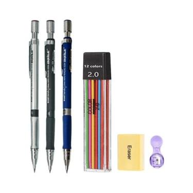 Imagem de Conjunto De Lápis Mecânico De 2.0mm Com Refil De Grafite 2B Preto E Co