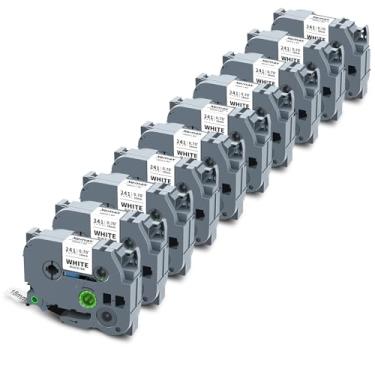 Imagem de Fita TZ-241 18 mm 0,7 fita branca laminada compatível com Brother P-Touch TZe-241 3/10.2 cm Refil Tze241 para etiquetadora Ptouch PTD400 PTD410 PT-D610BT PTD460BT PTP710BT, pacote com 10