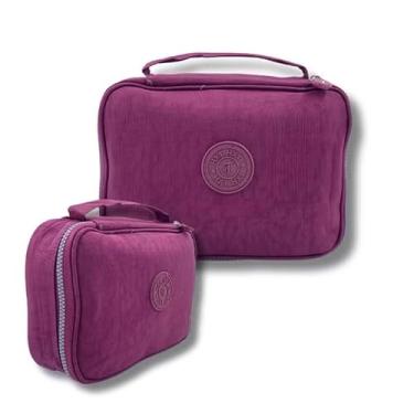 Imagem de Estojo De Lápis Escolar Juvenil Box Jumbo Nylon Táctico Grande Com Divisória(Roxo)