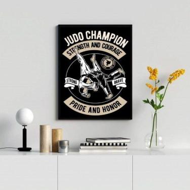 Imagem de Quadro Decorativo Judô 45x34cm - Vidro e Moldura Branca