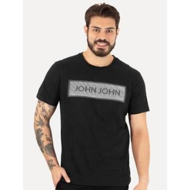 Imagem de Camiseta John John Masculina Slim Outline Logo Preta-Masculino