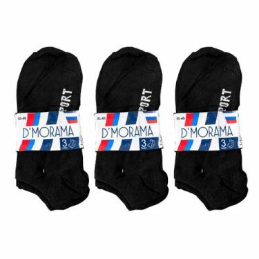 Imagem de Kit 9 Pares Meia Preta Poliéster Elastano Soquete Cano Curto Adulto Mo