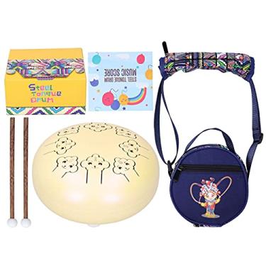 Imagem de Ainoli SLADE Tambor de língua de aço portátil desenho animado percussão presente para amante de música para iniciantes 5,5 pol. (Desenho animado amarelo)