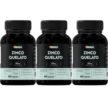 Imagem de Zinco Quelato 20 mg  60 Cápsulas  Vitaease, 180 Cápsulas (3 Frascos), 